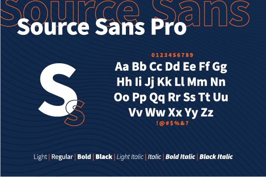 White Source Sans Pro fonts on blue