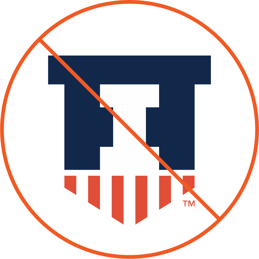 Fighting Illini victory shield, crossed out